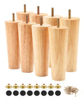 Six Inch Straight Wood Furniture Legs Set Of Eight For Sofa Couch Table Cabinet Chair Dresser Bed Or Ottoman Replacement Legs Durable Rubber Wood With Varnish Finish And Easy Install