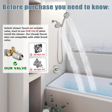 Dope Dual Shower Head And Handheld Spray System In Brushed Nickel Finish shown in modern bathroom setup