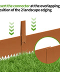 Heavy Duty Steel Landscape Edging Kit With 40 Inch By 8 Inch Panels Hammer In Bendable Metal Garden Border Strips close-up of connector clip.