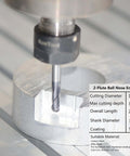 SpeTool ball nose end mill, 1/4-inch shank, TiAlN coating, 2-1/2-inch overall length in CNC milling setup