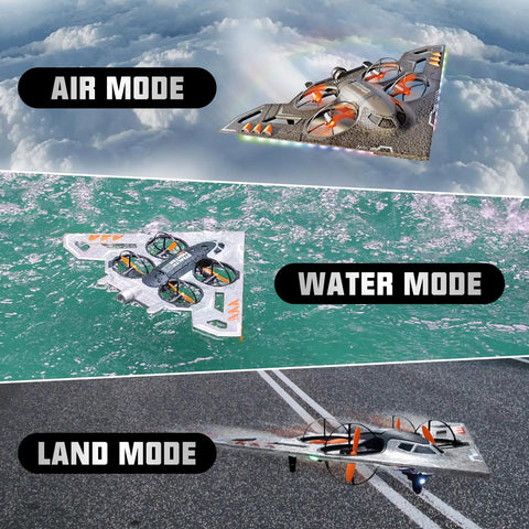 Three In One RC Jet Plane Ready To Fly Remote Control Airplane For Air Land And Water Modes A Fighter Jet Drone Toy