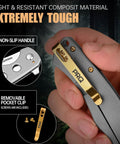 Nomad EDC Folding Pocket Knife With 3.54 Inch 14C28N Steel Blade showing a gold clip and non-slip handle