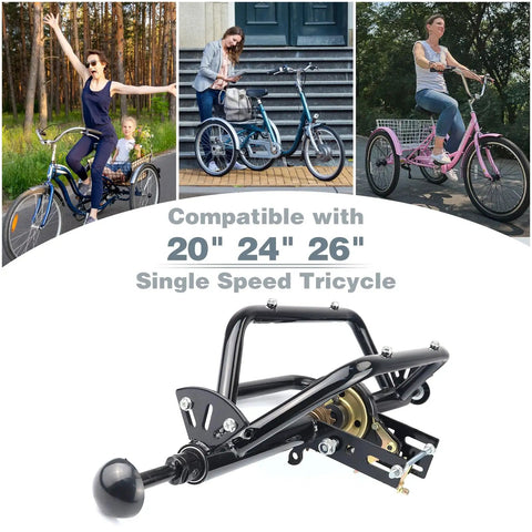 Single Speed Rear Axle Conversion Kit For 20 24 26 Inch Tricycles And Three Wheel Bikes Five Eighths Inch Hollow Hub Axle High Carbon Steel Fits Band Brake beefed-up rear axle kit for trikes
