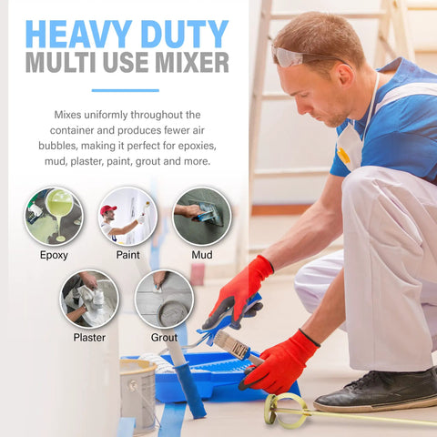 Grip Ready Drill Paint Mixer Attachment For 1 To 5 Gallon Buckets Zinc Plated No Fuss Rust Resistant Easy To Clean Fits All Standard Drills