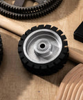 Tough 6X2 Inch Serrated Rubber Contact Wheel For Belt Grinder Machine With 6202 Bearing, showcasing the serrated design.