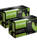 Two boxes of GLOVEWORKS HD Green Nitrile disposable gloves, 8 mil, latex-free, medium (100 per box).