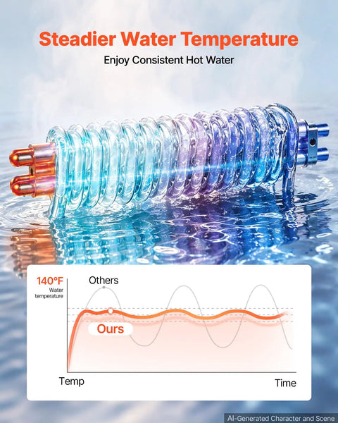 Transparent water heating coil representing the 8KW Tankless Electric Water Heater 240V Instant Hot Water System.
