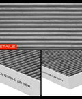 Close-up of Cabin Air Filter With Activated Carbon For Hyundai Kona 2018 2023 Tucson 2016 Through 2021 showing fiber texture