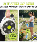 Retractable Garden Hose Reel With Half Inch 65 Ft Heavy Duty Hose, 10 Spray Patterns, Compact design, woman watering plants