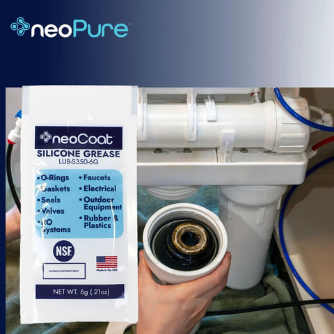 Silicone Grease 6g Pack For O Rings And Seals In Faucets, Valves, Plumbing And Water Filtration Systems shown with RO unit