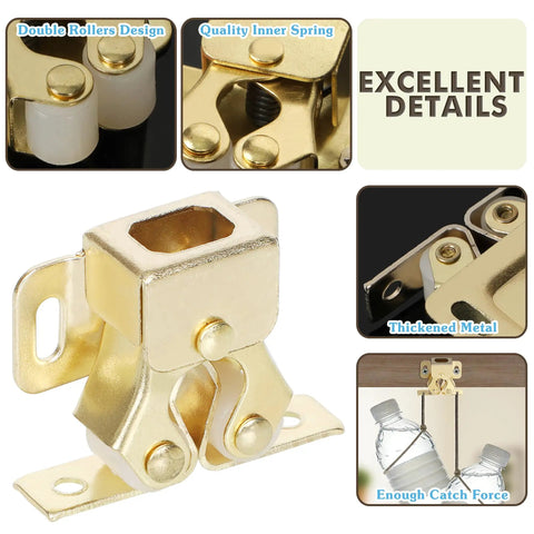 Top Notch Gold Double Roller Catch Cabinet Latches Built Tough Cold Rolled Steel Door Hardware Smooth Action Rock Solid Fit For Pantry Cupboards And Drawers 12 Piece Set