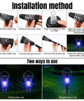 Installation method and usage of 4 Pack Solar Mosquito Zapper And Cone Light Outdoor Bug Killer Waterproof Hanging Or Insertion Design.