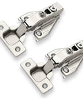 DecoBasics cabinet hinges (2 pcs), full overlay, soft-close, silver metal with clip-on plates