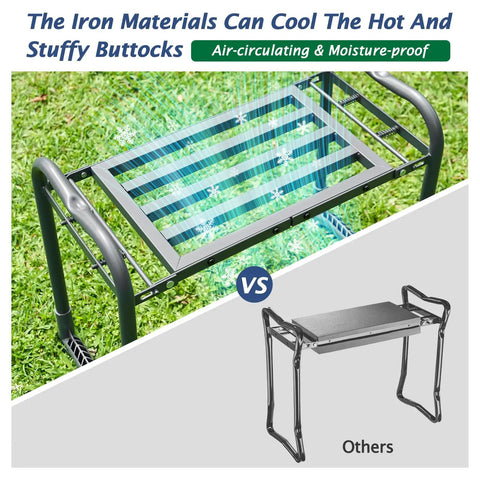 Beefy Heavy Duty Garden Kneeler And Seat With Thick Kneeling Pad Foldable Gardener Stool With Tool Pouch Converts To A Chair