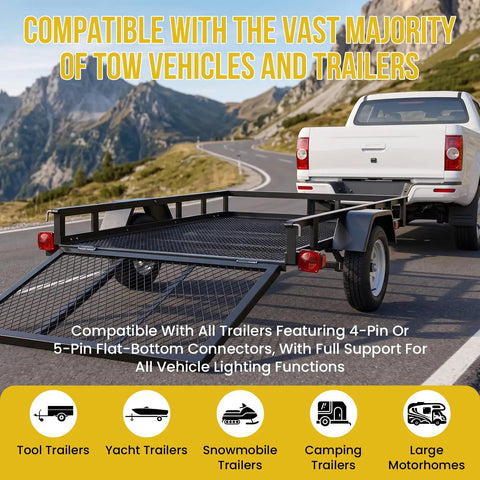 Built Like A Tank Four Way Flat Trailer Wiring Harness And Bracket Set With Dust Caps 16 Gauge Vehicle towing trailer on road
