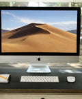 Go To Premium Leather Desk Pad 36 By 20 Inch Waterproof Reversible PU Leather Mat with computer and accessories
