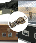 Retro Duckbilled Toggle Hasp Latch Set In Antique Bronze for small boxes and cabinets with lock and screws, vintage hardware.