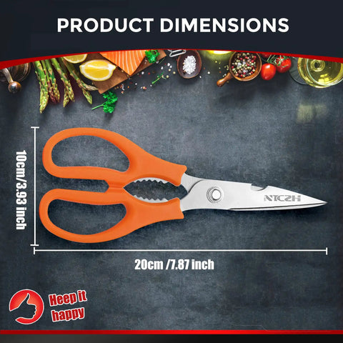 Heavy Duty Kitchen Shears All In One Multi Function Scissors Dishwasher Safe Poultry Shears Food Grade Stainless Steel Sharp Utility Scissors For Meat Fish Bones Veggies Noodles Pizza White 20cm/7.87 inch