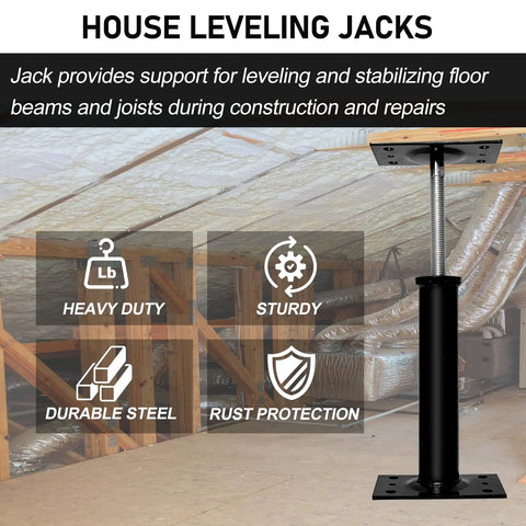 Adjustable Jack Posts For Leveling 11 To 16 Inches, Built To Tackle Sagging Floors, Heavy Duty Basement Floor Jack Supports