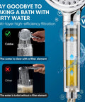 Cobbe filtered handheld shower head with chrome finish, front view showing filter beads.
