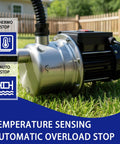 Half Horsepower Shallow Well Pump With 1200 GPH Flow, Stainless Steel Garden Jet Pump For Water Transfer And Irrigation, 115V in grassy yard
