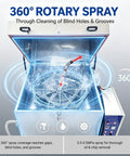 Industrial Parts Rotary Spray Washer Cabinet Beast Mode Grimebusting Powerhouse with 360 spray coverage for cleaning blind holes.