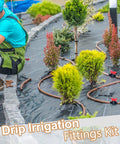 1/2 Inch Drip Irrigation Fittings Kit With 4 Switch Valves in garden setup