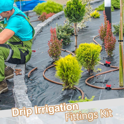 1/2 Inch Drip Irrigation Fittings Kit With 4 Switch Valves in garden setup