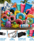 Big Pool Float Storage Net With 20 Hooks And Storage Bag, Hanging Mesh Organizer for pool floats and toys on fence
