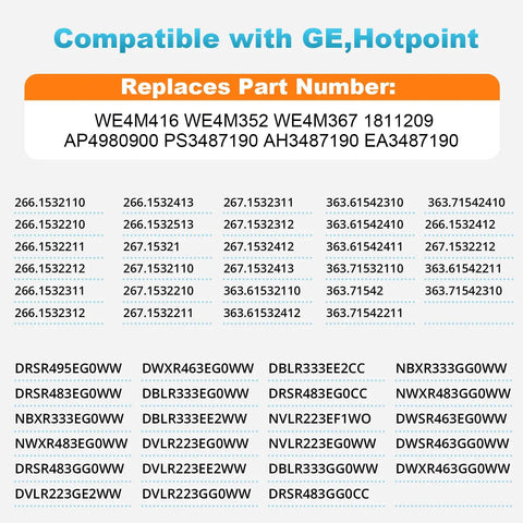 Push To Start Dryer Switch Replacement WE4M416 For Hotpoint Kenmore Dryers compatibility chart with part numbers
