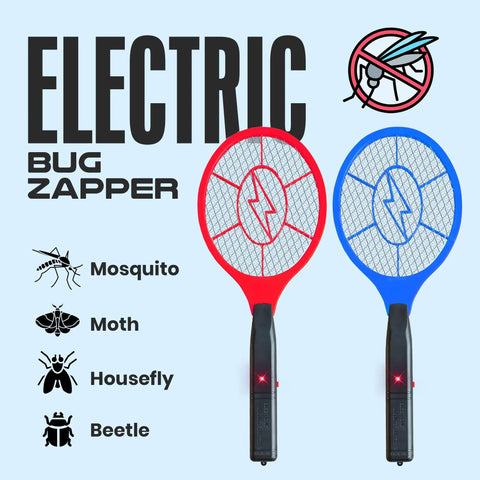 Electric Bug Zapper Swatter 2 Pack, 3000V Grid Racket With Safety Mesh for Mosquito, Moth, Housefly, Beetle Insect Control