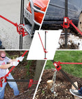Beefy 60 Inch Heavy Duty Steel Farm Jack lifting vehicles and log, showing versatility for trucks, ATVs, and field work use.