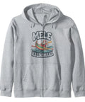 Santa Outrigger Canoe Retro Hawaii Surf Zip Hoodie Black Eight Point Five Ounce Fleece Classic Fit Twill Taped Neck Chill Beach Vibe For Cold Weather Surf Sessions And Holiday Wear, gray with festive graphic