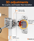 Soft Close Cabinet Hinges 30 Pack One And A Half Inch Overlay Concealed Hidden Hinges showing 3D adjustment angles