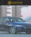 Drop Dead Reliable Electric Inverter Coolant Pump For Audi A3 A4 A5 A6 Q5 And VW Jetta compatibility chart on car background.