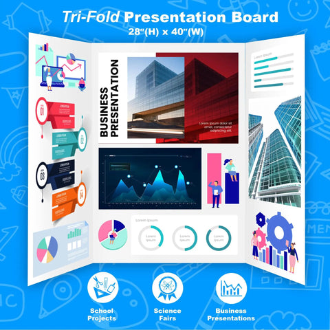 36 Inch By 48 Inch White Tri Fold Corrugated Presentation Board Case Of 24 For School Projects And Classroom Displays Ideal For Exhibits And Poster Displays
