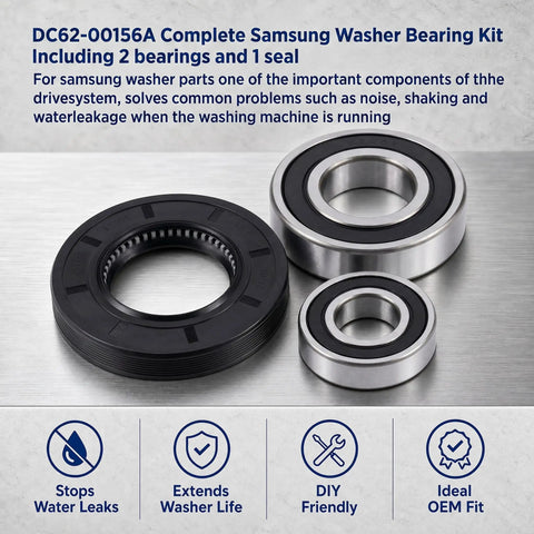 Top Tier Washer Bearing And Seal Replacement Kit with 2 bearings and 1 seal for durable, silent performance.