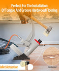 Heavy Duty Pneumatic Flooring Nailer With Rubber Mallet For Fast Hardwood And Engineered Wood Installations That Get The Job Done Quick And Clean Every Time with mallet actuation in action.