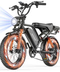 Beast Mode Electric Fat Tire Mountain Bike With Full Suspension, 1500W Peak Motor, LED headlights, side view