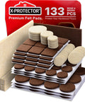 Premium Felt Furniture Pads Set 133 Pieces For Wood Floors And Laminate Protect Surfaces From Scratches And Scuffs Brown And Beige