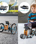 14-In-1 Solar Powered Robot Kit For Kids A Hands On STEM Building Toy With Gears Wheels Shafts And Plates Create 14 Robots From Beginner To Advanced From Wagging Tail Dog To Running Beetle And Walking Crab, solar and battery mode