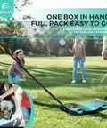 Badminton Set With Net And Portable Storage Box Includes Four Rackets And Four Shuttlecocks Ideal For Backyard Bash And Outdoor Yard Games Family Fun Easy Setup And Portable Recreation in use outdoors.