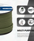 Heavy Duty Bungee Cord One Eighth Inch By 100 Feet Elastic Shock Rope on spool with usage illustrations for securing gear