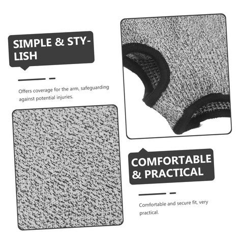 Close-up of Badass Cut Resistant Arm Sleeves For Men And Women showing comfortable fit and durable gray fabric, perfect for welding and gardening.