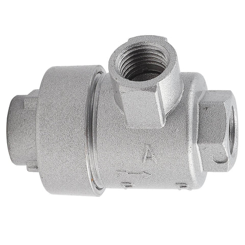 Quick Exhaust Valve For Pneumatic Systems, One Quarter Inch BSPT Threaded Aluminum, One Way Air Release Valve, side view