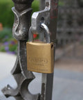 Brass 45mm Padlock Built Tough For Toolboxes Gates And Storage Units High Security Grade With Zero Bitted Core For Maximum Pick Resistance And Real World Theft Deterrence on ornate gate