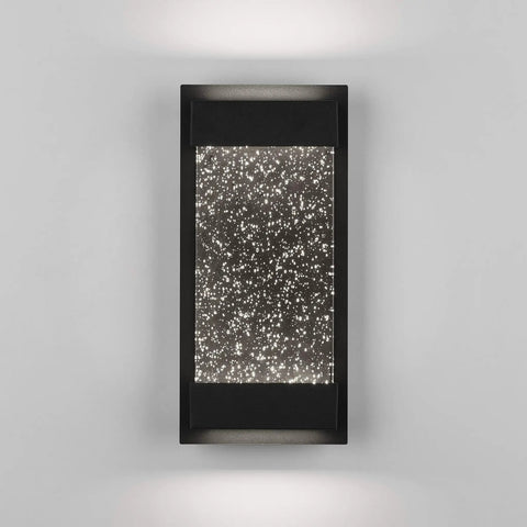 Essence Bubble Glow Box Outdoor Light With 300 Lumen LED, 6 Inch Weatherproof Black Wall Mount Fixture, front view