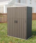 57 Cu Ft Outdoor Storage Shed With Floor, All Weather Resin Design For Patio, Garden And Lawn, Double Layer Plastic Tool Shed