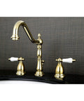Polished Brass Widespread Bathroom Faucet 8 To 16 Inch Deck Mount 3-Hole Solid Brass Construction Drip-Free Ceramic Disc Cartridge