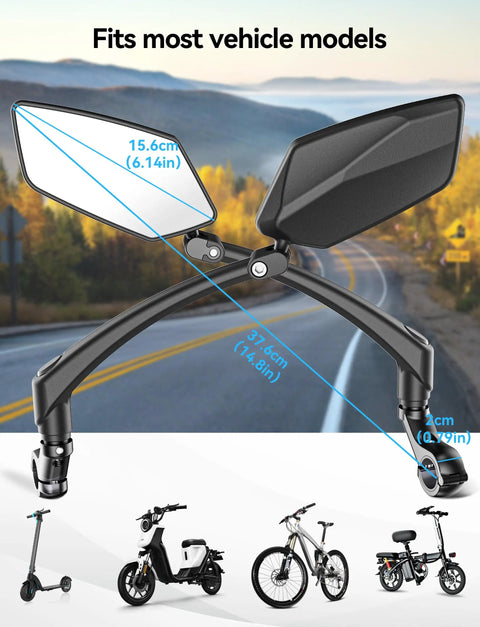 360 Degree Adjustable Bike Mirror With Long Arm Handlebar Mount For Safe HD Rear View On Scooters, Motorcycles, And E Bikes